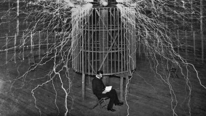 Historical photograph of Nikola Tesla.