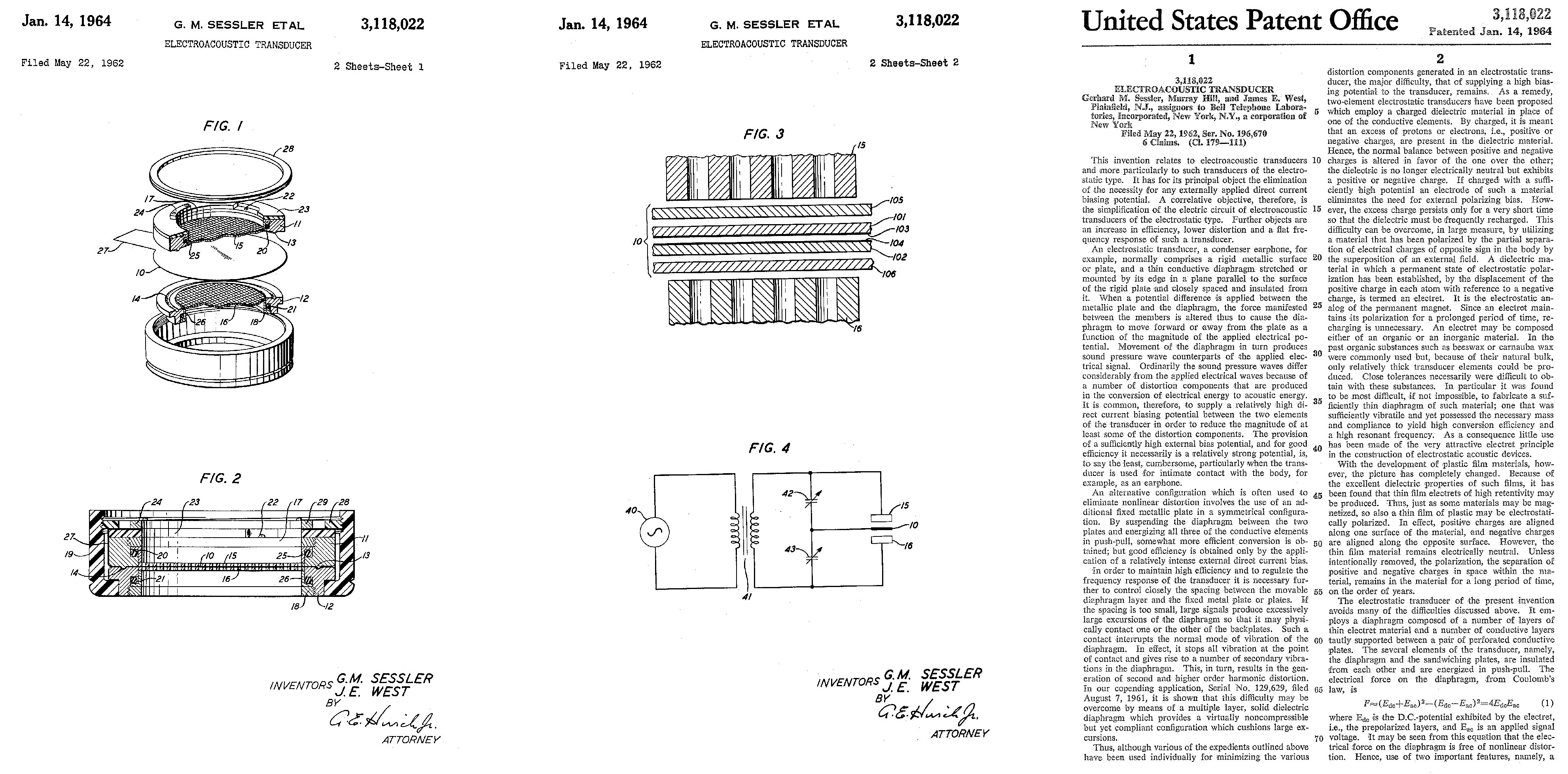 Patent drawing from the work of Gerhard Sessler.