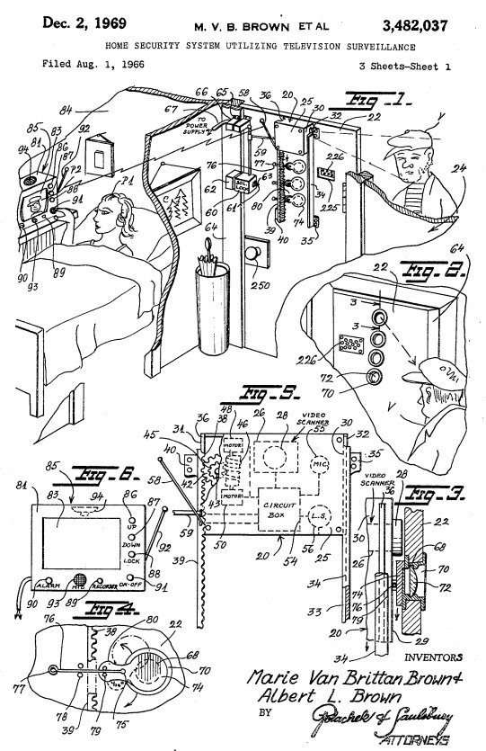 Patent drawing from the work of Marie Van Brittan Brown.